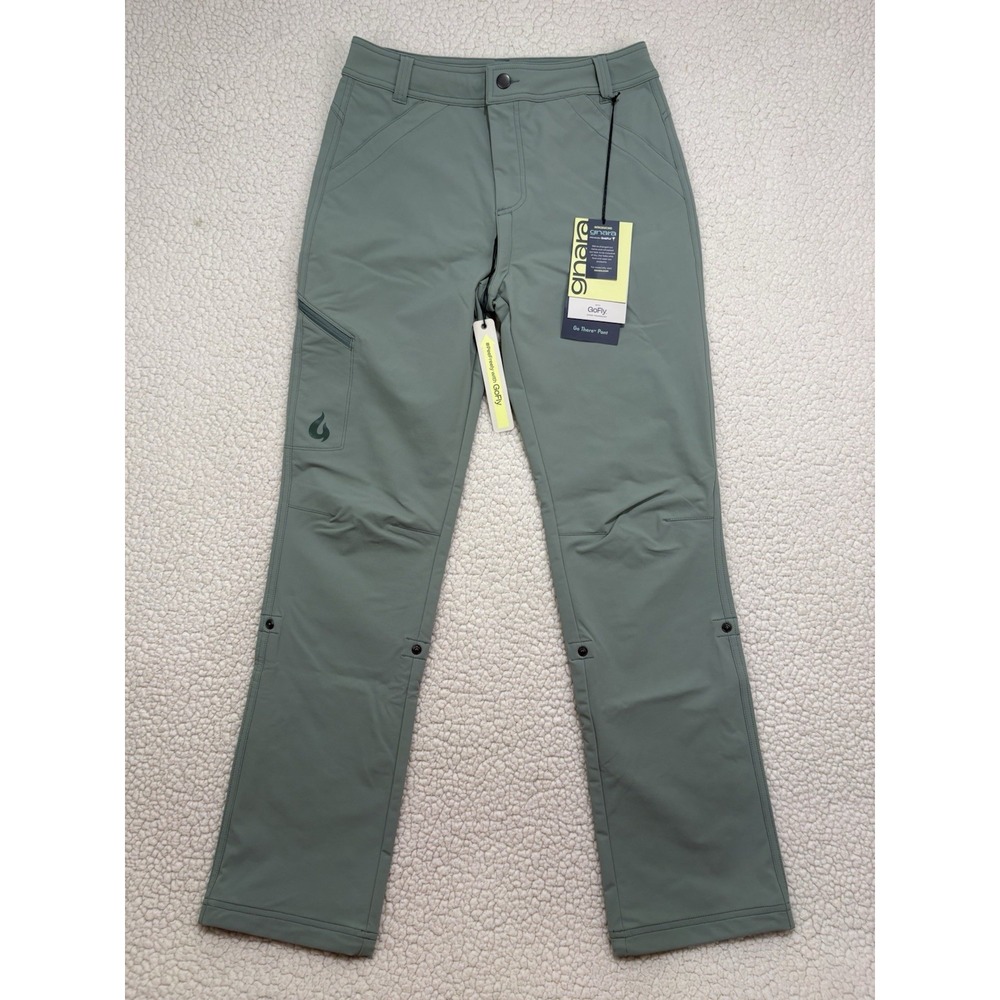 Gnara Go There Pants NWT Women's 6 Jade Green Hiking GoFly Zipper Tech Outdoor